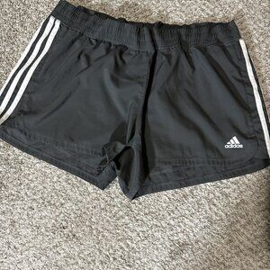 Adidas AEROREADY Running Shorts Women's XL Gray White 3 Stripe Athletic Elastic